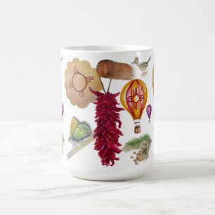 New Mexico Red Chile Pinõn Zia Hot Air Balloon Coffee Mug