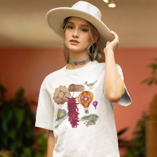 New Mexico Red Chile Pinõn Zia Hot Air Balloon T-Shirt