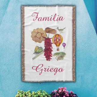 New Mexico Red Chile Pinõn Zia Hot Air Balloon Throw Blanket