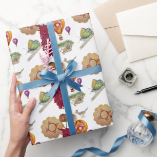 New Mexico Red Chile Pinõn Zia Hot Air Balloon Wrapping Paper