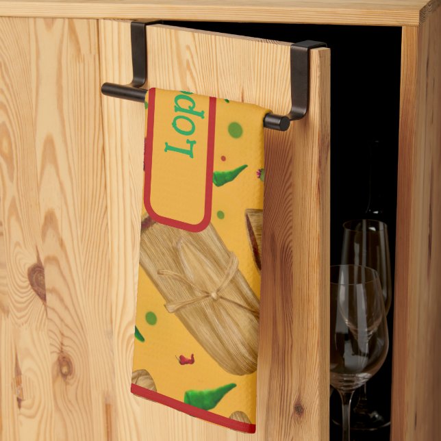 New Mexico Red & Green chile Tamales Zia Nopales Kitchen Towel (Thirds Fold)