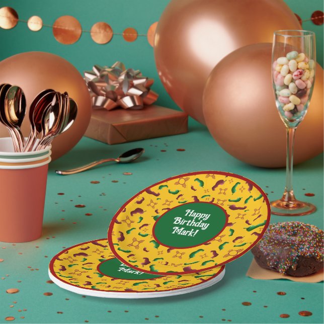 New Mexico Red & Green chile Tamales Zia Nopales Paper Plates (Multi)