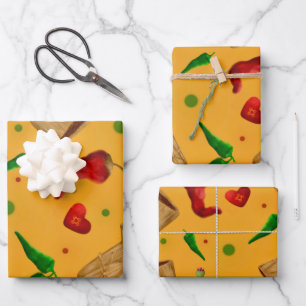 New Mexico Red & Green chile Tamales Zia Nopales Wrapping Paper Sheets