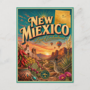 New Mexico Retro Travel Souvenir Postcard