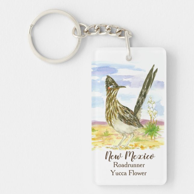 New Mexico Roadrunner Yucca Flower Keychain (Front)