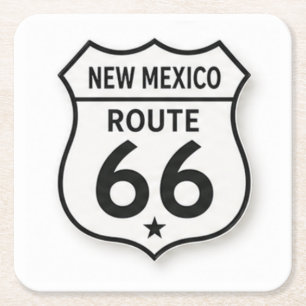 New Mexico Route 66 Retro White Shield Coaster