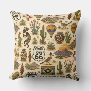 New Mexico Route 66 Sofa Mesa Throw Pillow