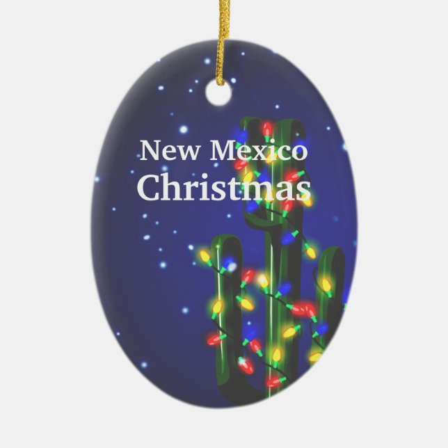 New Mexico Saguaro Cactus Christmas Ornament (Front)