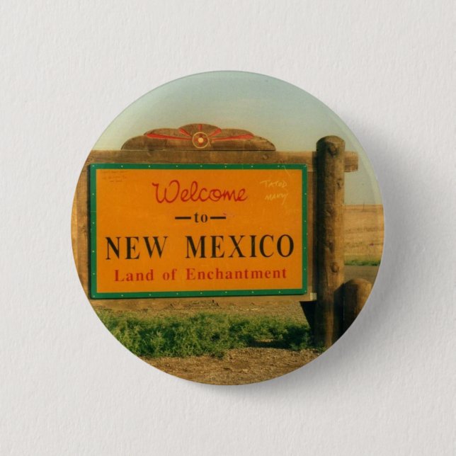 New Mexico Sign Pinback Button (Front)