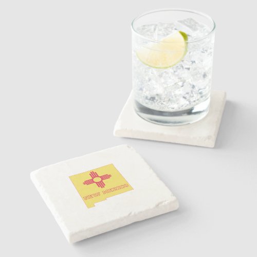 New Mexico Silhouette Map Shaped State Flag Stone Coaster