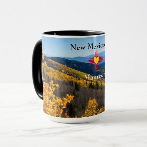 New Mexico Sky Zia Heart Personalize Name Gift Tea Mug