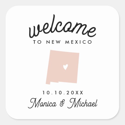 NEW MEXICO State Destination Wedding ANY COLOR  Square Sticker