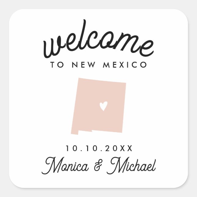 NEW MEXICO State Destination Wedding ANY COLOR  Square Sticker (Front)