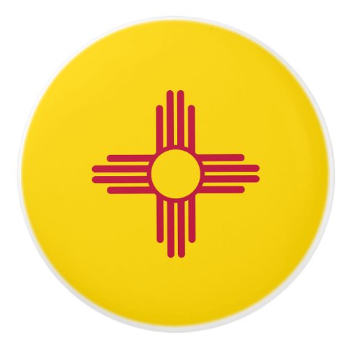 New Mexico State Flag Ceramic Knob