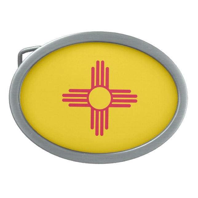 New Mexico State Flag Design Belt Buckle (Front)