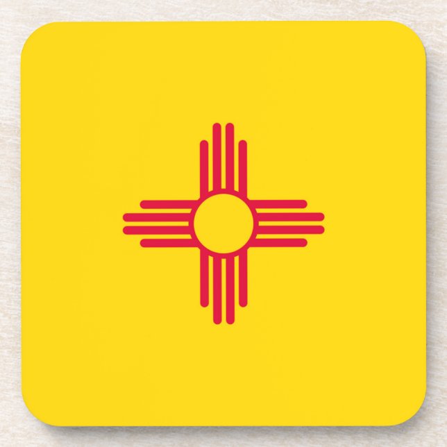 New Mexico State Flag Design Beverage Coaster (Front)