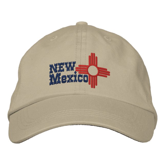 New Mexico State Flag Design Embroidered Baseball Hat (Front)