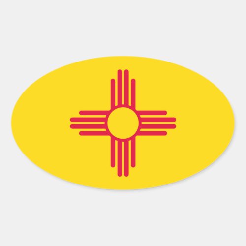 New Mexico State Flag Design Oval Sticker