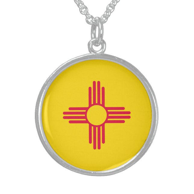 New Mexico State Flag Design Sterling Silver Necklace (Front)