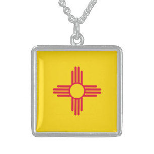 New Mexico State Flag Design Sterling Silver Necklace