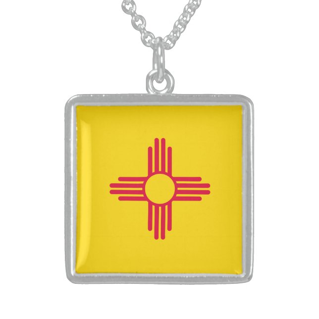 New Mexico State Flag Design Sterling Silver Necklace (Front)