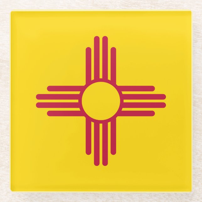 New Mexico State Flag Glass Coaster (Front)