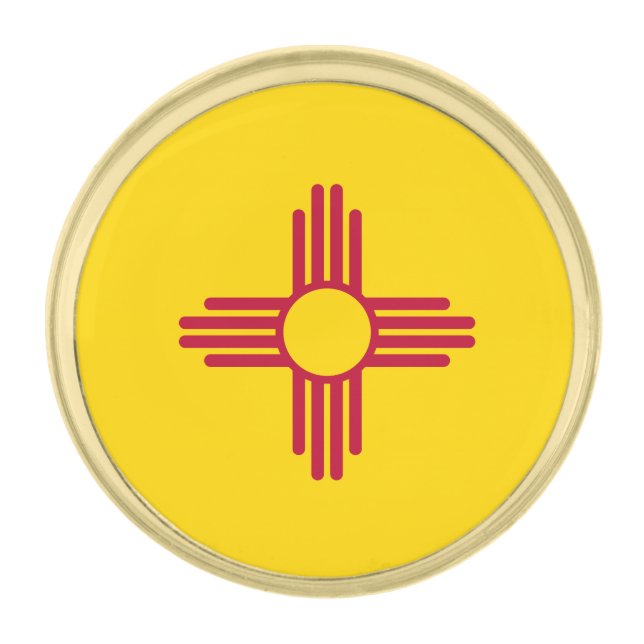 New Mexico State Flag Gold Finish Lapel Pin (Front)
