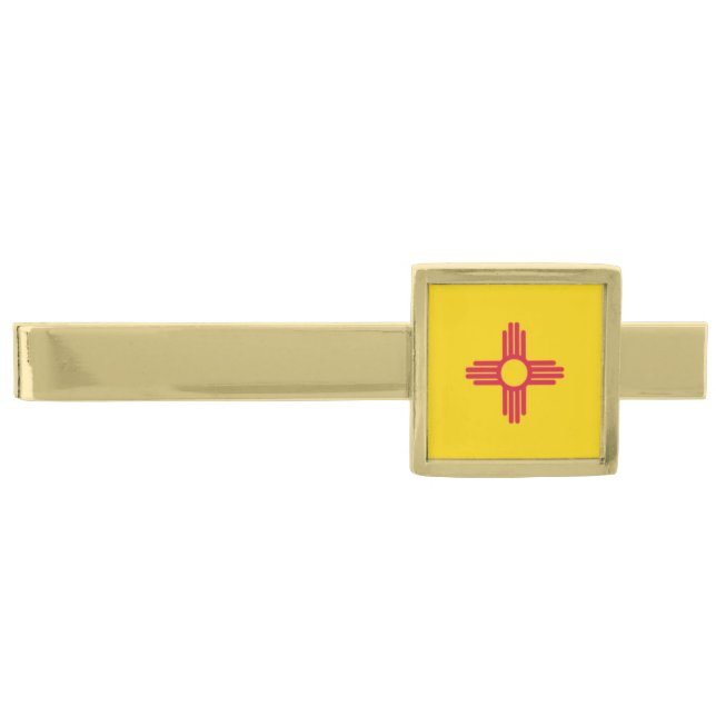 New Mexico State Flag Gold Finish Tie Bar (Front)