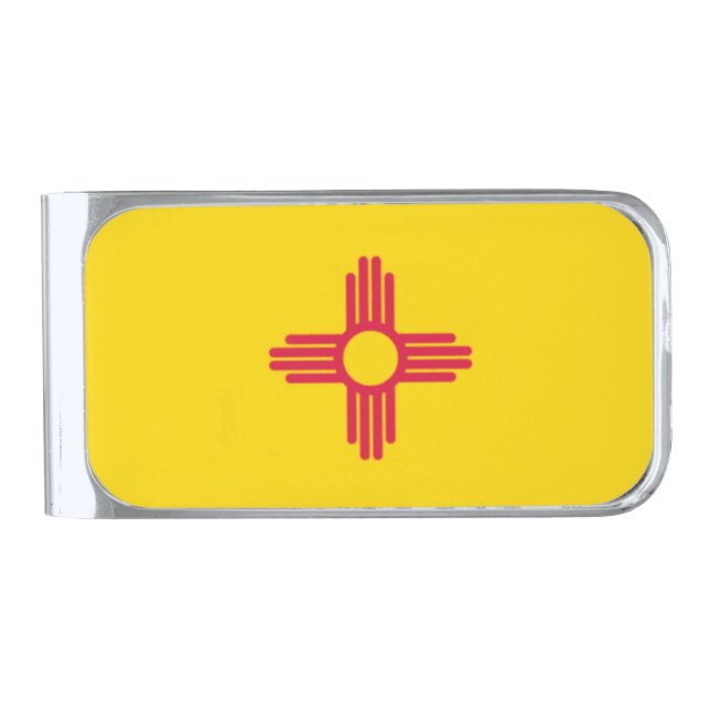 New Mexico State Flag Silver Finish Money Clip (Front)