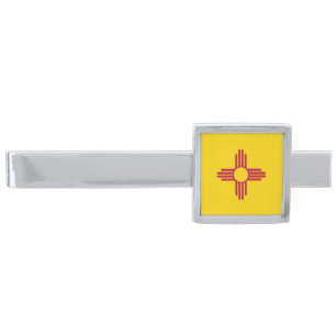 New Mexico State Flag Silver Finish Tie Bar