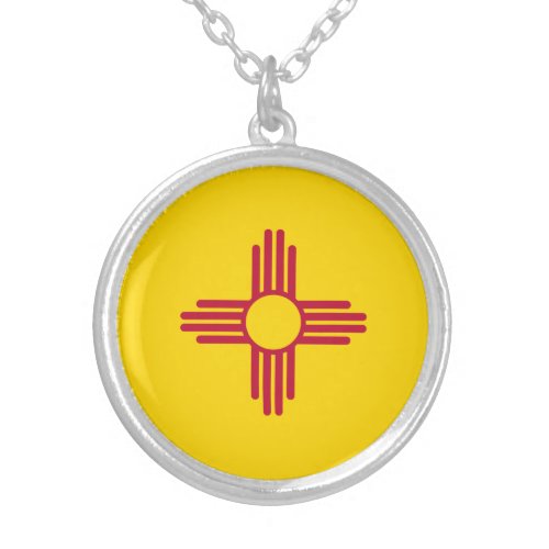 New Mexico State Flag Silver Plated Necklace