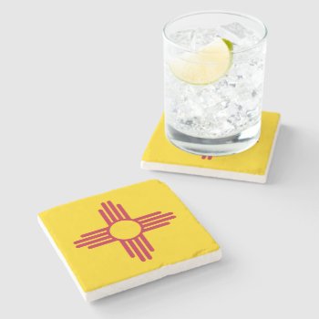 New Mexico State Flag Stone Coaster by electrosky at Zazzle