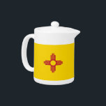 New Mexico State Flag Teapot<br><div class="desc">Elevate your tea time with a touch of New Mexico pride using our exclusive teapot featuring the flag of New Mexico! Crafted with meticulous attention to detail, this teapot is more than just a functional kitchen item; it’s a celebration of New Mexico’s heritage and cultural pride. The elegant design prominently...</div>