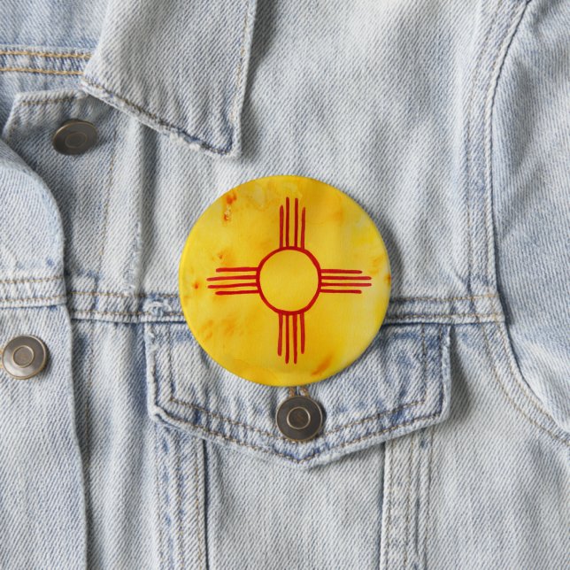 New Mexico State Flag Watercolor Button (In Situ)
