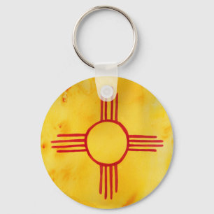 New Mexico State Flag Watercolor Keychain