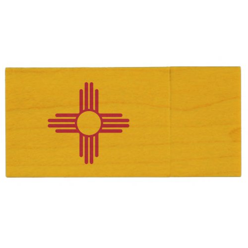 New Mexico State Flag Wood Flash Drive
