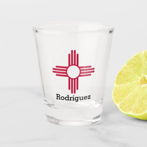 New Mexico State Flag_ Zia Sun Personalized Shot Glass