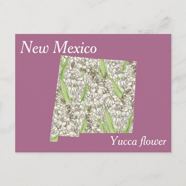 New Mexico State Flower Collage Map Postcard (Front)
