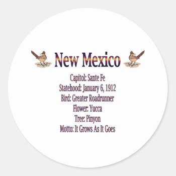 New Mexico State Info Sticker by slowtownemarketplace at Zazzle