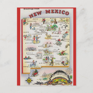 New Mexico State  Map Postcard