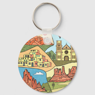 New Mexico State Map Vintage Albuquerque Las Vegas Keychain