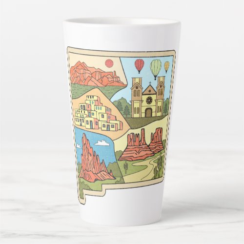 New Mexico State Map Vintage Albuquerque Las Vegas Latte Mug
