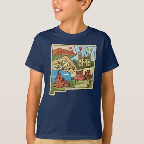 New Mexico State Map Vintage Albuquerque Las Vegas T_Shirt