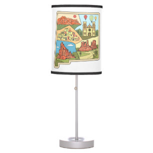 New Mexico State Map Vintage Albuquerque Las Vegas Table Lamp