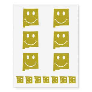 New Mexico State Shape Smiley Face Temporary Tattoos