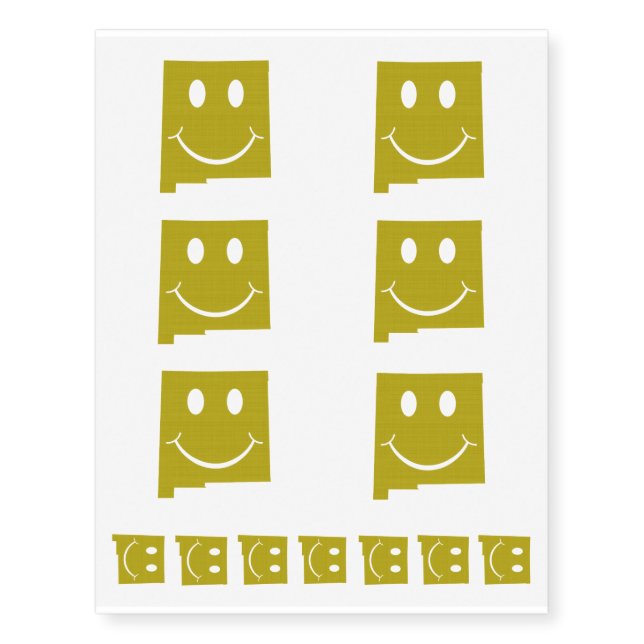 New Mexico State Shape Smiley Face Temporary Tattoos (Front)