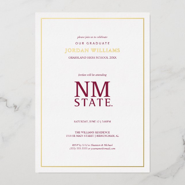 New Mexico State University Graduation Foil Invitation (Front)
