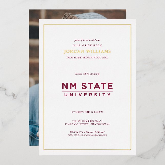New Mexico State University Graduation Foil Invitation (Front/Back)