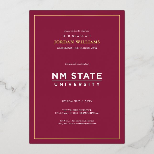 New Mexico State University Graduation Foil Invitation (Front)