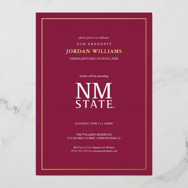 New Mexico State University Graduation Foil Invitation (Front)